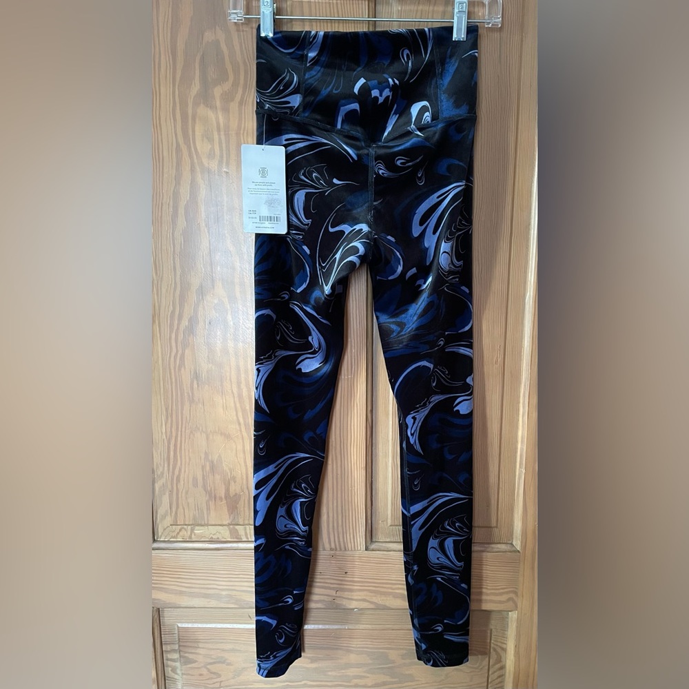NWT Athleta Velvet Elation Tights, Size XXS, Blue Swirl - Picture 2 of 5